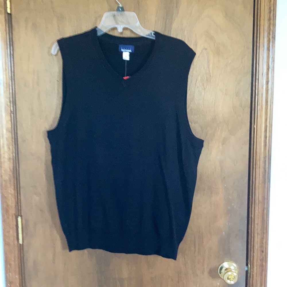 Basic editions sweater vest black pullover lightweight preppy neutral men’s L
